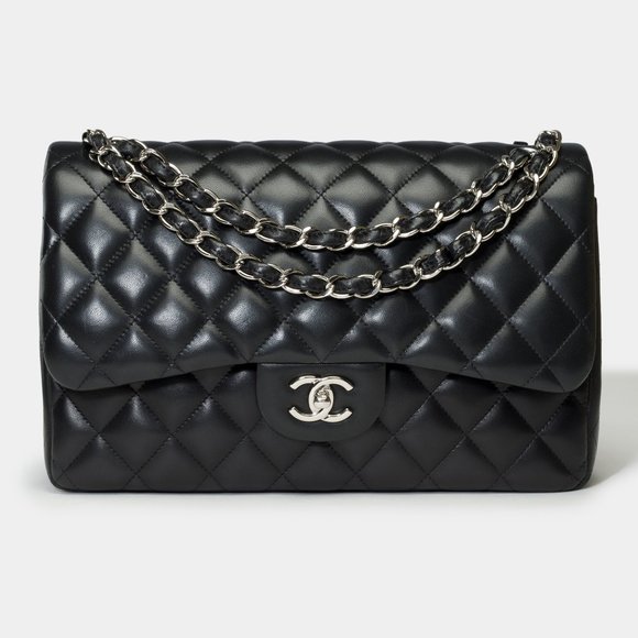 Chanel Timeless Jumbo double flap shoulder bag in black quil - Picture 2 of 13